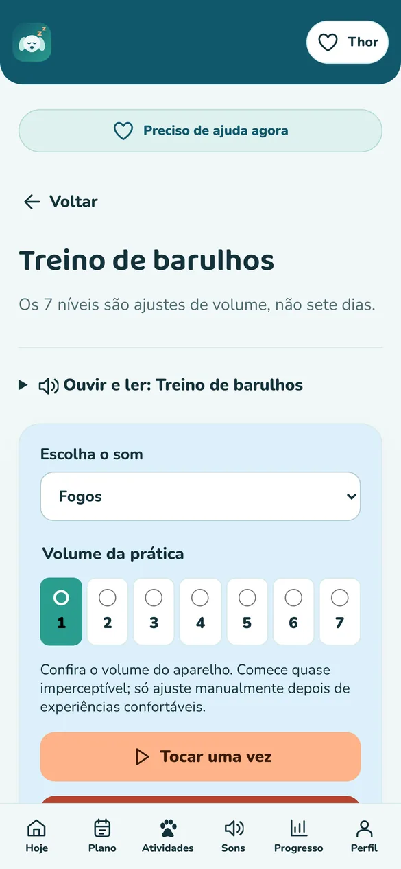 Tela real: treino de barulhos