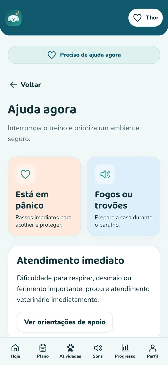 Tela real: ajuda agora